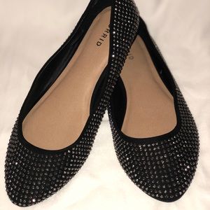 Rhinestone Studded Flats - Size 12W